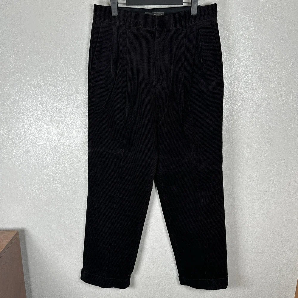 VTG Banana Republic Pants Mens 32x32 Brown Corduroy Cuffed Pleated‎ Y2K 2000s